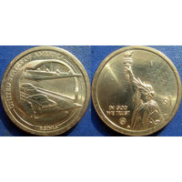 США. 1 доллар 2021. N11 Американские инновации. Мост-тоннель через Чесапикский залив. Вирджиния. Минтмарка D