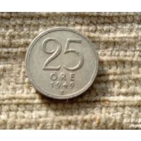 Werty71 Швеция 25 эре 1949 серебро