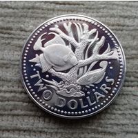 Werty71 Барбадос 2 доллара 1973 Рыба Коралл платицериум