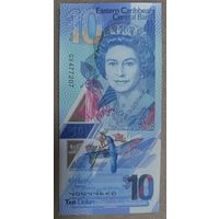 10 долларов 2019 года - полимер - Восточные Карибы - UNC