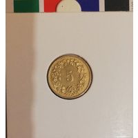 Швейцария 5 рапенов 1990 B   в холдере