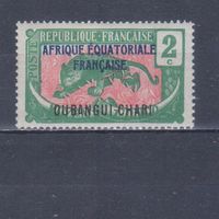 [81] Французские колонии. Убанги-Шари 1924. Фауна.Леопард.2 с. ДВОЙНАЯ НАДПЕЧАТКА. МН