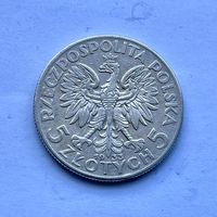 Монета СЕРЕБРО Польша 5 злотых 1933 год Ядвига ОТЛИЧНЫЕ