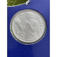 Сан-Марино 5 лир 1997 г ( из набора , редкий мелкий номинал )