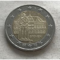 Германия 2 евро 2010 - Городская ратуша и Роланд, Бремен (F - Штутгарт)