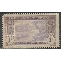 Кот д'Ивуар. Эбрис-лагуна. Каноэ. 1913г. Mi#41. Жёлтая бумага.