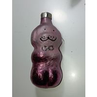 Ёлочная игрушка  - Собачка  . СССР  . Стекло .