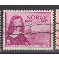 300-летие норвежской почтовой службы Известные люди личности  Норвегия 1947 год лот 6