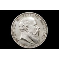 5 марок 1907 г. Баден (Германия), Фридрих I. Штемпельный блеск!