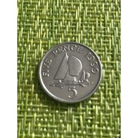 Гернси 5 пенсов 1999 г ( Корабль , Королева в возрасте  )