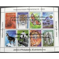 Таджикистан 2009 . Фауна(выставки) надпечатка на м. Листе 2003 года