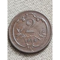 Распродажа - 2 геллера 1914г.,АВСТРИЯ,ФРАНЦ ИОСИФ 1