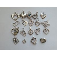 Коллекция кулонов сердце.
