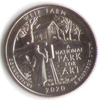 25 центов 2020 г. Парк=52 Национальный историческое Место Ферма Дж. А. Вейра Коннектикут Двор S _UNC