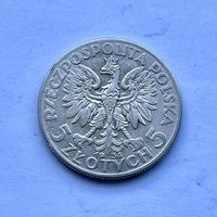 Монета СЕРЕБРО Польша 5 злотых 1934 год Ядвига ОТЛИЧНЫЕ