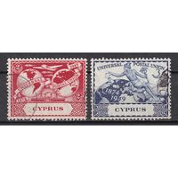 104.BrK. Великобритания. Колонии. Кипр. 75 лет Всеобщему Почтовому Союзу. 1949 г. Mi.##160-161.