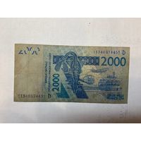 Западная Африка Мали литера D 2000 франков 2003 -0108