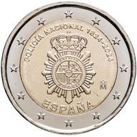 2 евро 2024 Испания Национальный полицейский корпус UNC из ролла