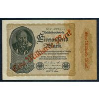 Германия 1000 марок 1922 год, - с надпечаткой в 1923 году  "1 миллиард марок" -