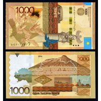 Казахстан 1000 тенге 2014 г. (P-45b, UNC) [Без подписи. Серия БК] Казахстан 1 000 тенге 2014 г.