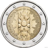 2 евро 2018 Франция Василёк UNC из ролла