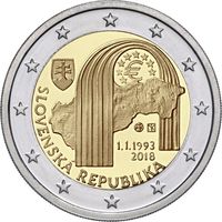 Словакия 2 евро, 2018 25 лет Словакии UNC