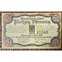 Нотгельд 50 пфеннигов 1920 год. Зеелов. Веймарская республика