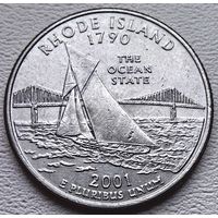 США 25 центов (квотер) 2001 P Rhode Island
