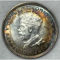 С рубля! 1 флорин 1927 Австралия - огненная патина! Серебро!