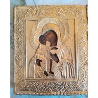 Икона Божией Матери Федоровская, 19 век. Оклад с Золочением. Люкс!