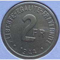 Франция (Оккупация союзниками) 2 франка 1944 г. В холдере