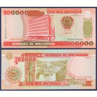 Мозамбик, 100000 метикал 1993 г., P-139 (FF, здание банка Мозамбика в Мапуту), UNC