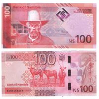 Намибия 100 долларов 2025 год. Новый дизайн.   UNC  НОВИНКА