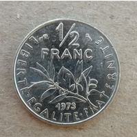 Франция 1/2 франка 1973 год, KM# 931.1 ю