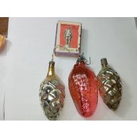 Игрушка на ёлку ,  Шишки , винтаж , стекло , СССР . С рубля