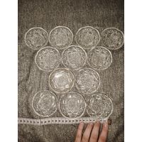 Тарелки, розетки из хрусталя, блюдца, соусница