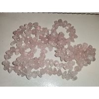 Бусы из натурального камня-розовый кварц, длина 74 см.