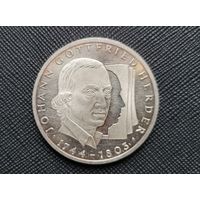 10 марок 250 лет со дня рождения Иоганна Готфрида Гердера G ФРГ Серебро 15,5 грамма 625 пробы! ВОЗМОЖЕН ОБМЕН!