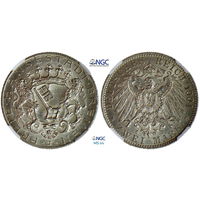 2 марки 1904 г. J. Бремен. Германия. NGC MS 64. Серебро. КМ# 250.