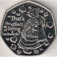 Остров Мэн 50 пенсов, 2021 Алиса в Зазеркалье - Белая королева UNC