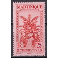 50.FrK. Франция. Колонии. Мартиника. Доплатные марки. Фрукты. 1933 г. 25C.  Mi.#15.