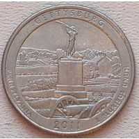 США 25 центов (квотер) 2011 D Gettysburg Pennsylvania