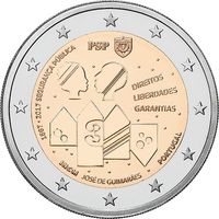2 евро 2017 Португалия 150 лет полиции общественной безопасности UNC из ролла