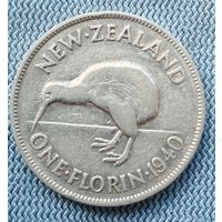 Монета серебряная флорин Новая Зеландия 1940год