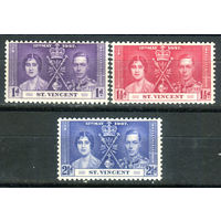 Британские колонии - Сент-Винсент - 1937г. - коронация короля Георга VI и королевы Елизаветы - 3 марки - полная серия, MLH, MH [Mi 116-118]. #2-Bc-D-KS-4