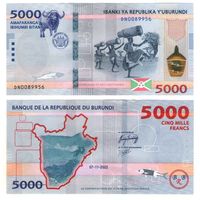 Бурунди 5000 франков 2022 год UNC