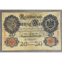 Банкнота 20 марок 1907 год. Германская империя.