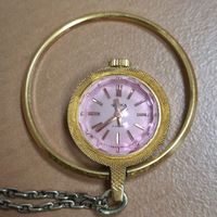 Часы, кулон. Чайка СССР. Позолоченные AU5. На серебряной цепочке 875 производства СССР.