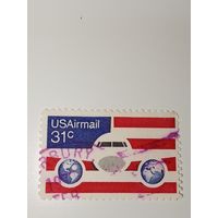 США 1976 Авиапочта США "Самолет, Глобус и Флаг"