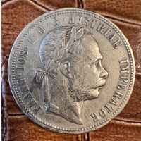 Монета 1 флорин 1879 год. Австро-Венгрия. Франц Иосиф I.